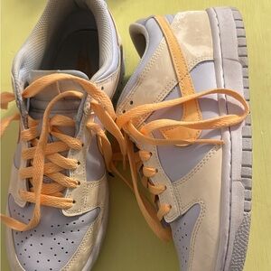 Nike Cream, Lavender, and Orange Youth Dunk Low